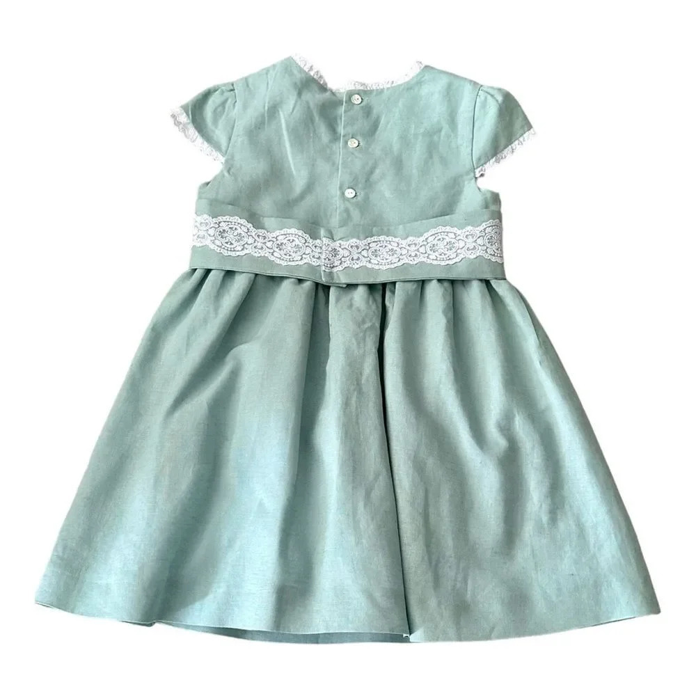 COCONUT | Mint | LINEN AND LACE DRESS - Picture 6 of 15